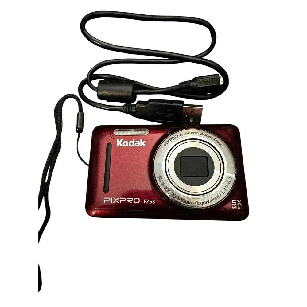 Kodak PIXPRO FZ53 Digital Camera (Red) FZ53-RD W/ USB cord EUC + Swissgear Case